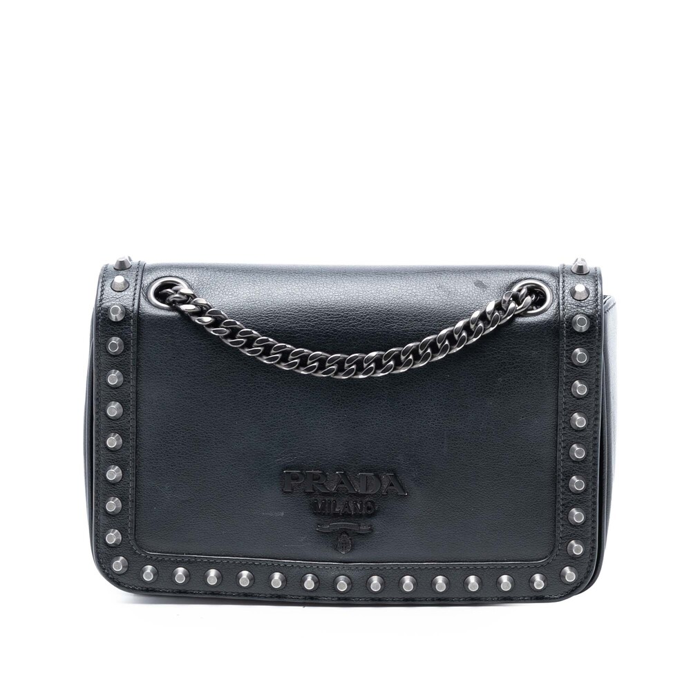 Pre-Loved Prada Glace Calfskin Studded Crossbody